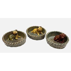 VTG Set of 3 WADE Pups in Baskets 1974-1981 Alsatian Cairn Irish Red Setter